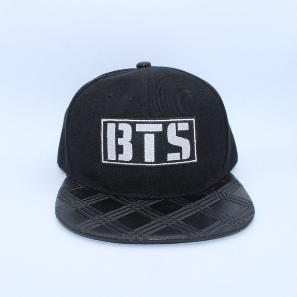 BTS Faux-Leather Bill Snapback Hat - Picture 2 of 6